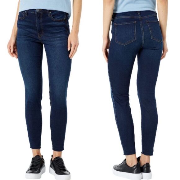 NWT Gap Denim High Rise Legging Stretch Jeans w/ Raw Hem in Dark Indigo 0 / 25R - Picture 1 of 15